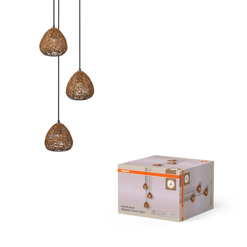 OSRAM DECOR Paper Drop Pendant Pendelleuchte Plate 3xE27 Beige