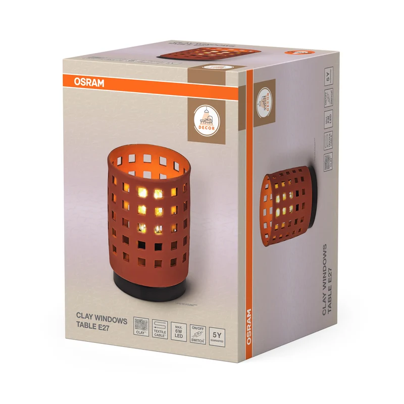 OSRAM DECOR Clay Windows Table Tischleuchte 1xE27 Brown