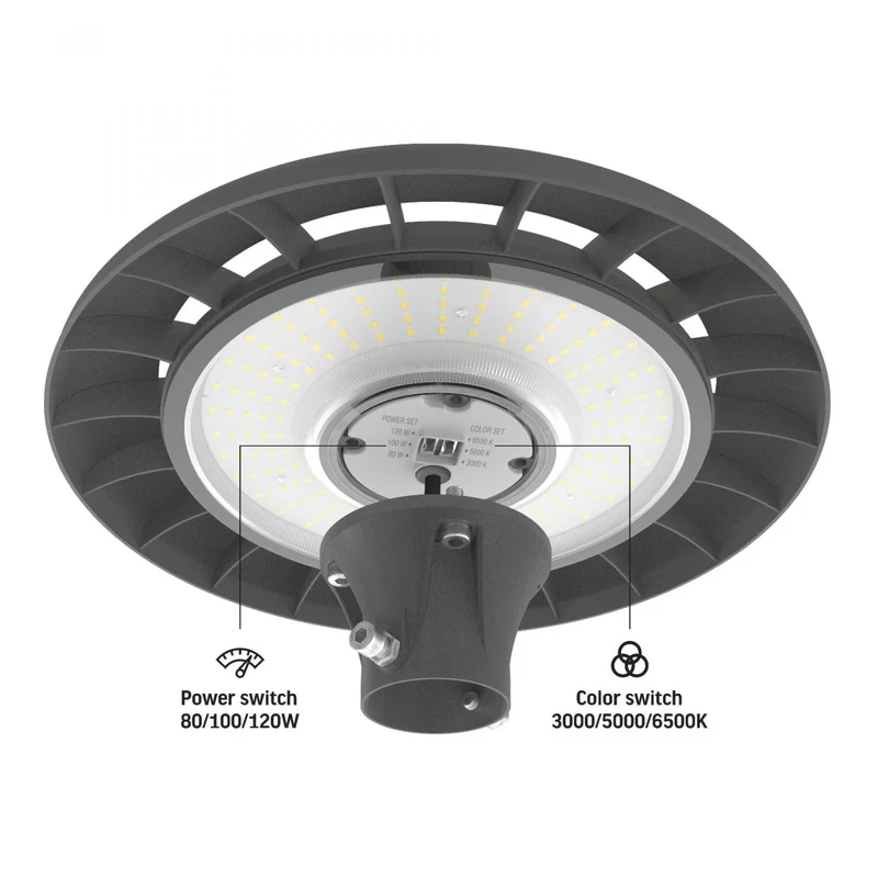 LED Parkleuchte / Straßenlaterne | 80 Watt | CCT - Lichtfarbe | 80W/100W/120W - Wattzahl einstellbar | IP65
