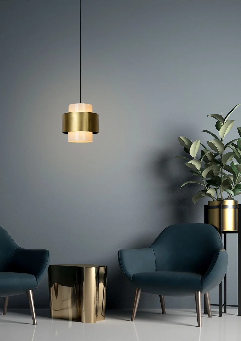 Pendelleuchte Firmin mit Opal-Glasschirm Ø 30cm Messing