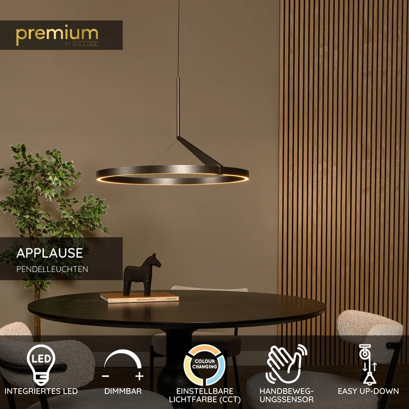 LED-Pendelleuchte Applause mit Gestensteuerung und CCT Ø 60cm