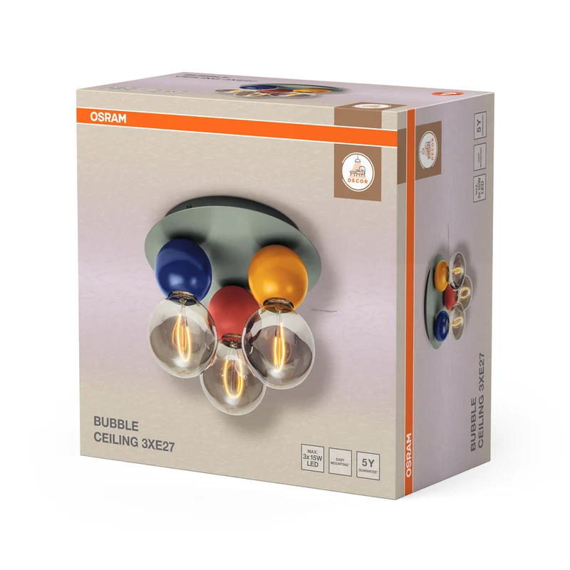 OSRAM DECOR Bubble Ceiling Deckenleuchte, 3-flamming, E27, Multicolor