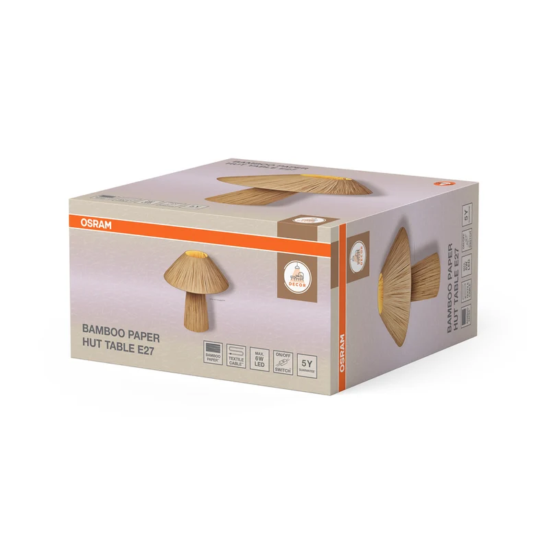 OSRAM DECOR Bamboo Paper Hut Table Tischleuchte 1xE27 Brown
