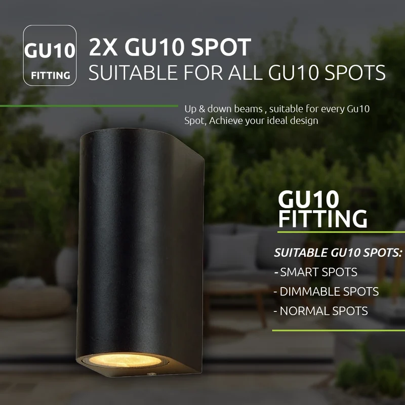 LED-Außenstrahler | Santa Barbara | IP44 | 2x GU10 | Schwarz