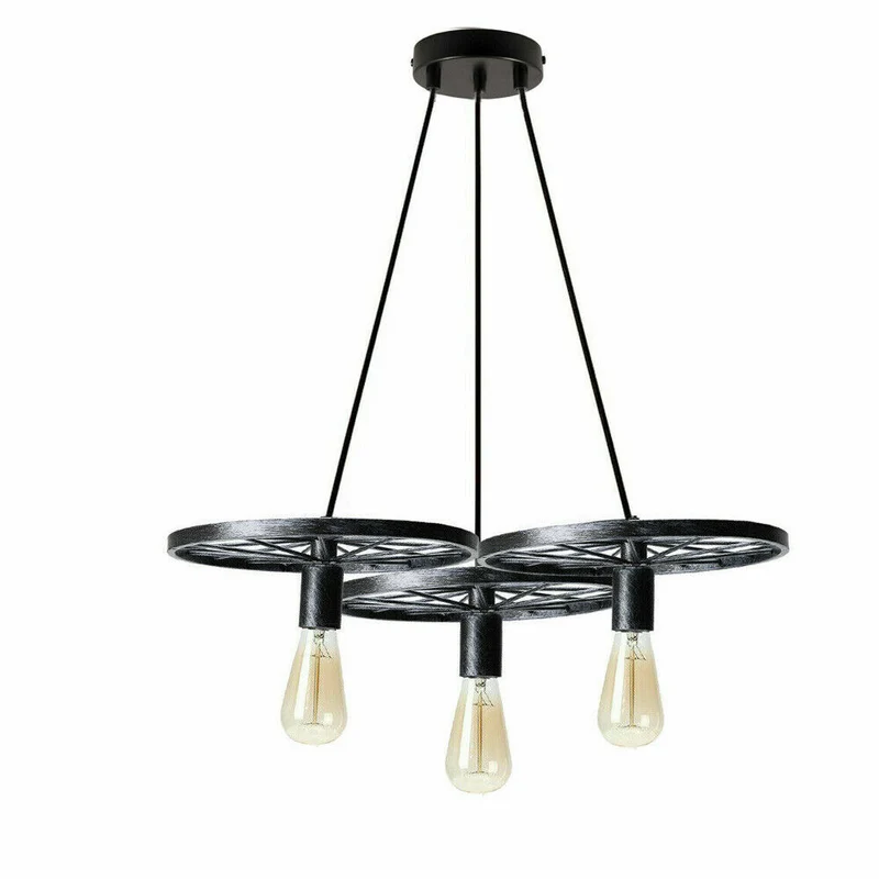 Vintage Deckenpendelleuchte Industrielles Rad Pendel Hängende Retro Lampe ~ 3246