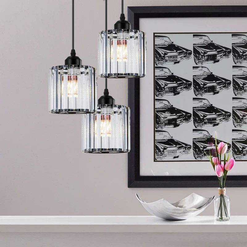 3-Wege Glas Hängelampe für Wohn & Esszimmer - Modern - Pendelleuchte ~ 3245