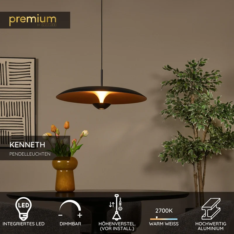 LED-Pendelleuchte Kenneth dimmbar höhenverstellbar Ø 60cm