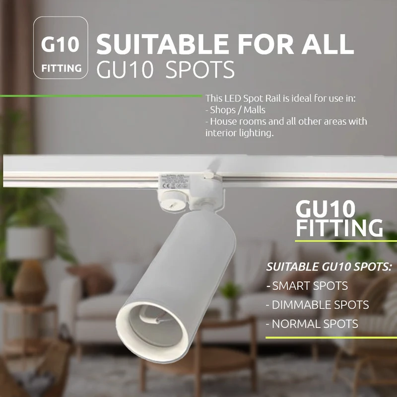 LED 1-Phasen-Schienenstrahler mit GU10-Fassung | Weiß
