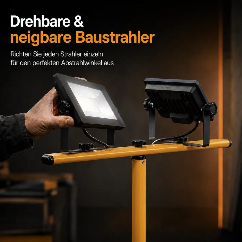 Doppelte LED-Baulampe 2x 50W auf Stativ | 4500K – Tageslichtweiß