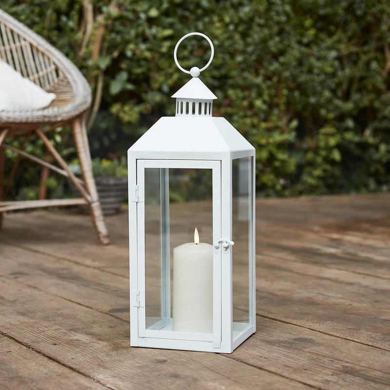 Perth Metall Laternen Trio in Weiß mit TruGlow® Outdoor Kerzen