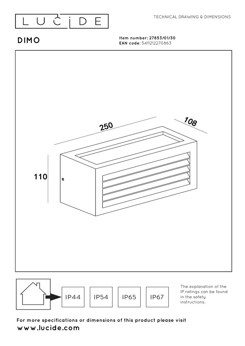 Außenwandleuchte Dimo 1-flammig IP54 25cm Anthrazit