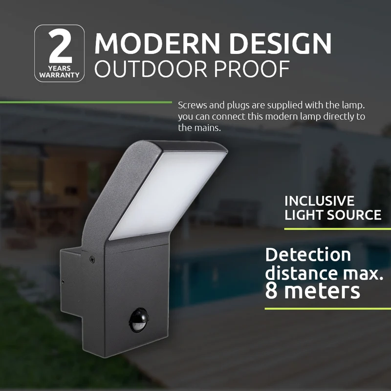 Außenwandleuchte Sensor 12W 4000K | Naturweiß | Singapur