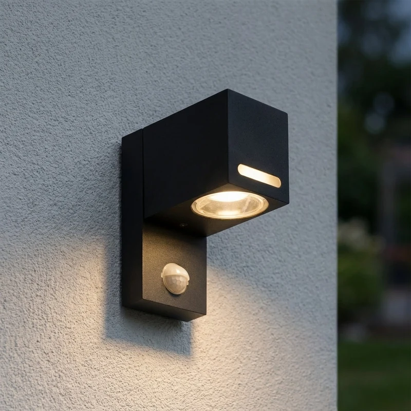 LED Wandleuchte quadratisch GU10 | mit Sensor | IP44