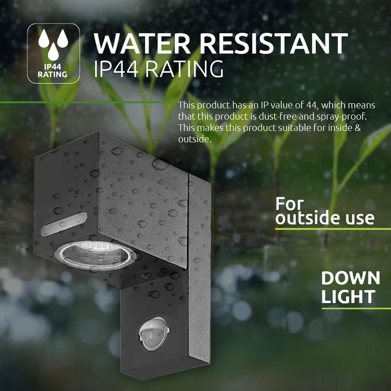LED Wandleuchte quadratisch GU10 | mit Sensor | IP44