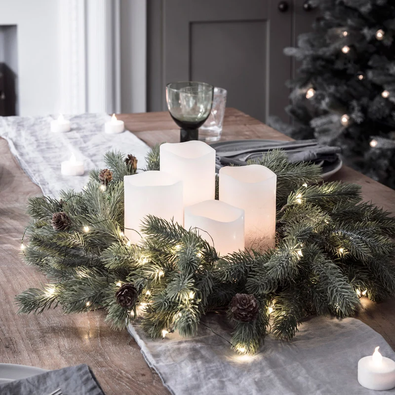 Batteriebetriebene 50er Mikro-LED-Lichterkette mit grünem Draht in Warmweiß für Innen & Außen