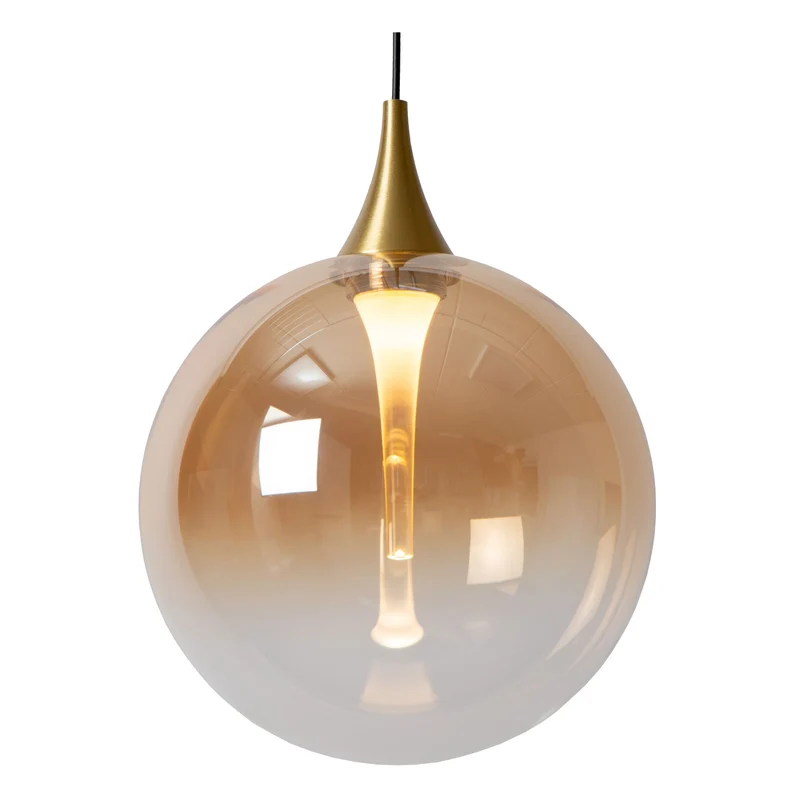 LED-Pendelleuchte Gisela dimmbar Glasschirm Amber