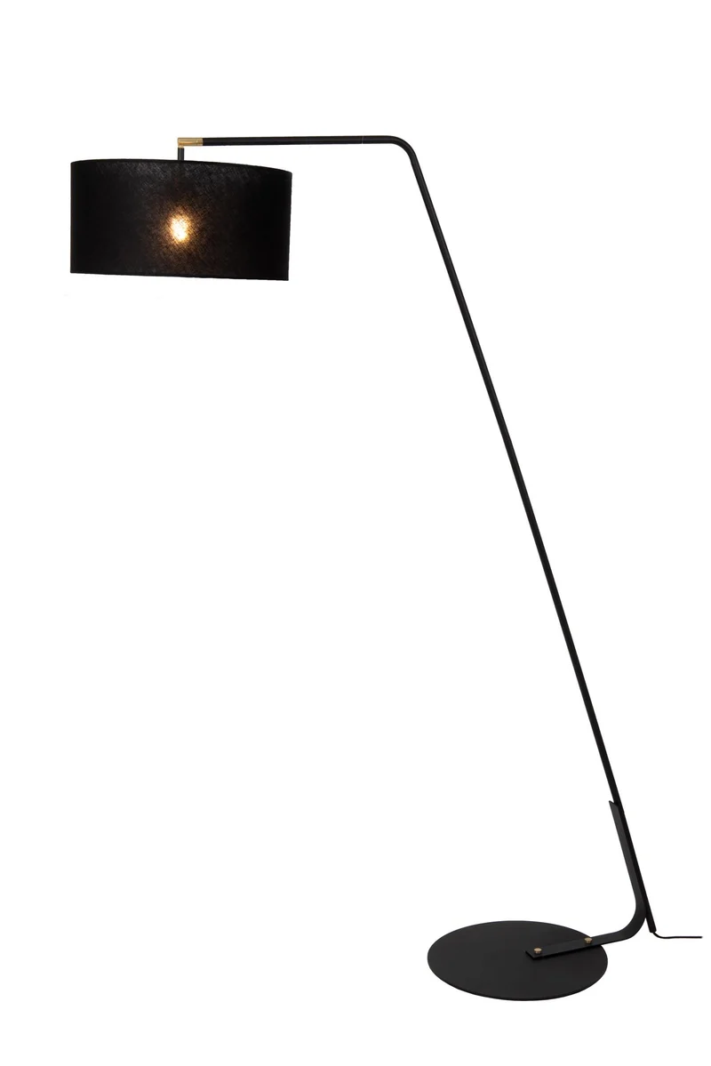 Stehleuchte Kelso mit Leinenschirm Schwarz 180cm