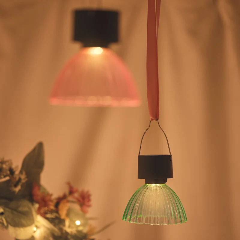4er Set "Lustre" Solar-Hängeleuchten in Pastellfarben