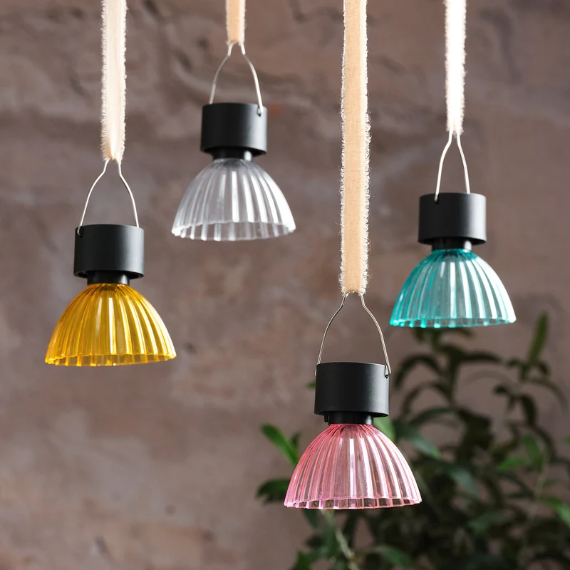 4er Set "Lustre" Solar-Hängeleuchten in Pastellfarben