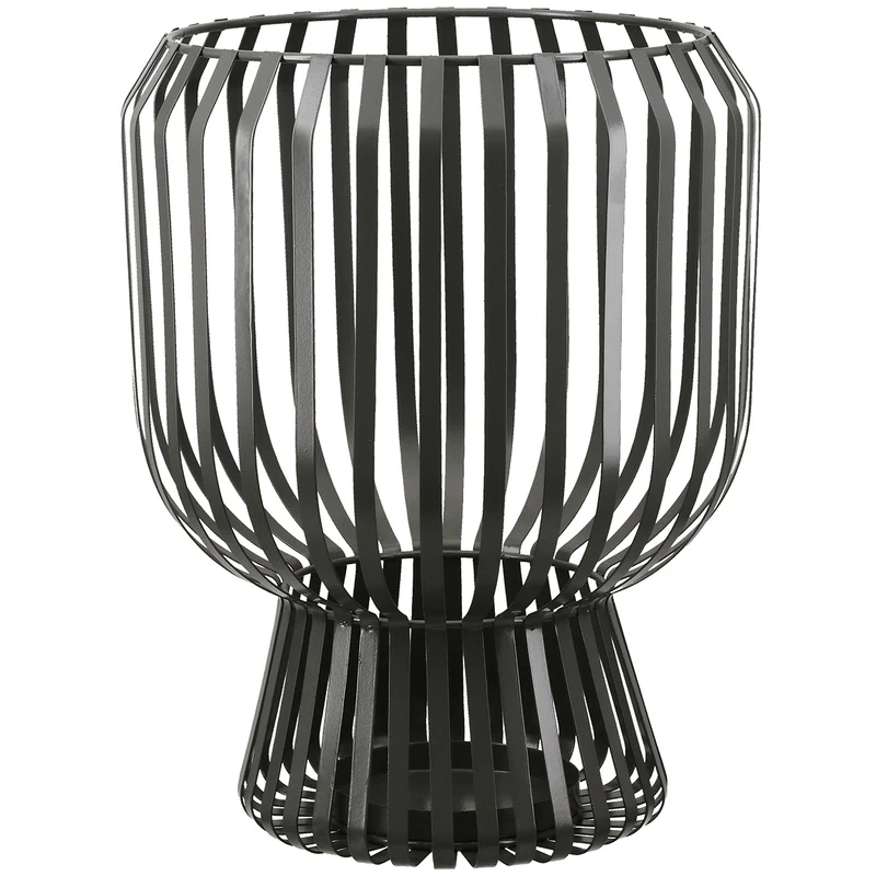 Windlicht – Mattes Metall, Glas Einsatz, Graue Oberfläche, 29cm Höhe - Scola | Gilde