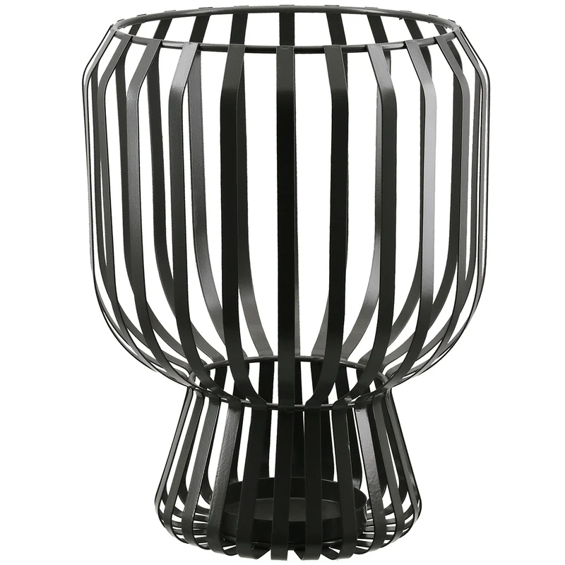 Windlicht – Mattes Metall, Glas Einsatz, Graue Oberfläche, 24cm Höhe - Scola | Gilde