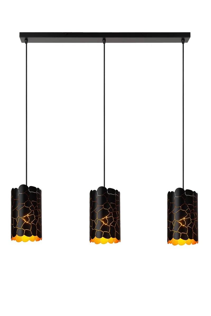 Pendelleuchte Almelo 3-flammig Giraffenmotiv Schwarz, Gold