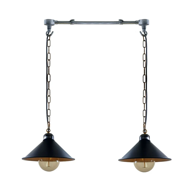 Industrial Deckenleuchten Metallrohr Retro Loft Pendelleuchten Lampenschirm ~3218