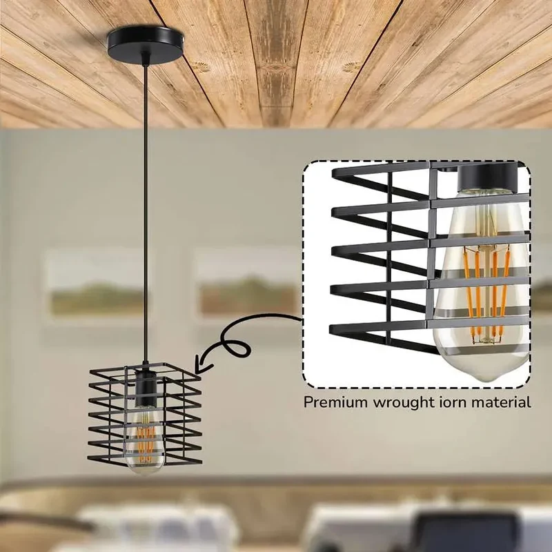 Moderne Pendelleuchten Quadrat Drahtkäfig~3216