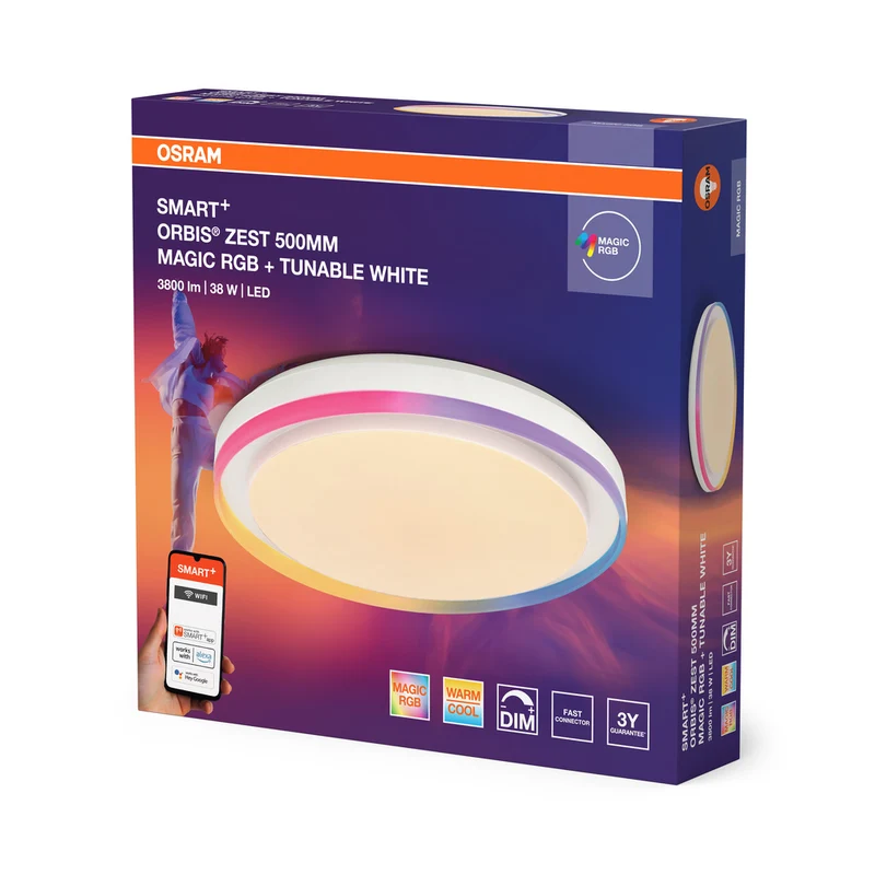 OSRAM SMART + WIFI Magic Deckenleuchte, weiß, 50cm, 32W, 3400lm