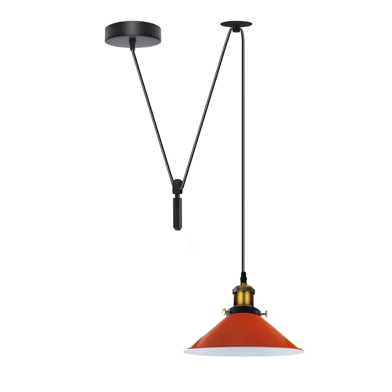 Höhenverstellbare Vintage Pendelleuchte mit Flaschenzug ~3188