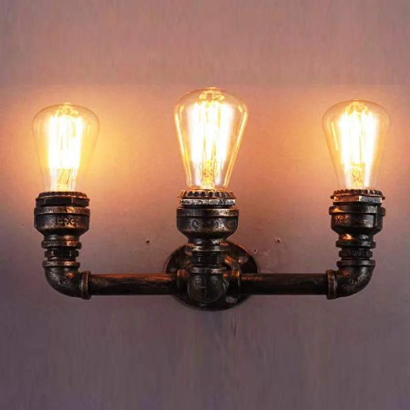 Vintage 3-flammige Wasserrohr Wandleuchte E27~1240