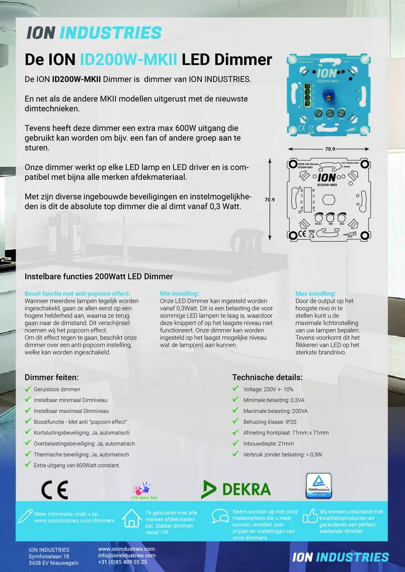 Ionen-LED-Dimmer universal 200W | Phasen-Aus/Ein-Schneiden | Pro-Serie