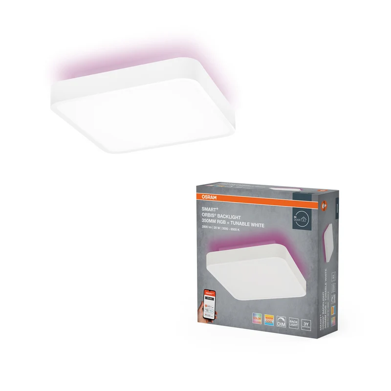 OSRAM Wifi SMART+ ORBIS BACKLIGHT LED Deckenleuchte RGBW mehrfarbig 35x35cm Tunable Weiß 28W / 3000-6500K weiß