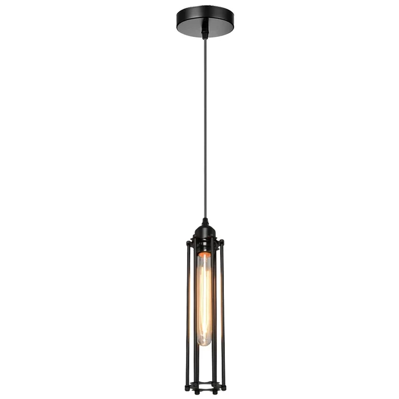 Industrie Pendelleuchte Schwarz Zylinder Käfig E27 ~3167