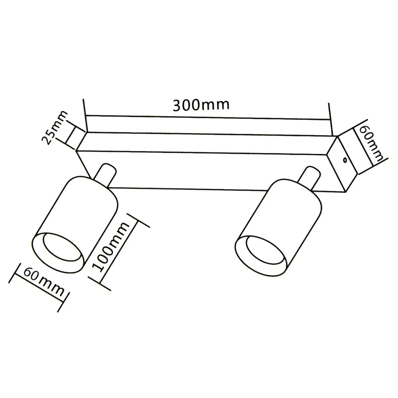 Moderner Deckenstrahler Doppel | schwarz/gold | Bau | 2x GU10 Fassung