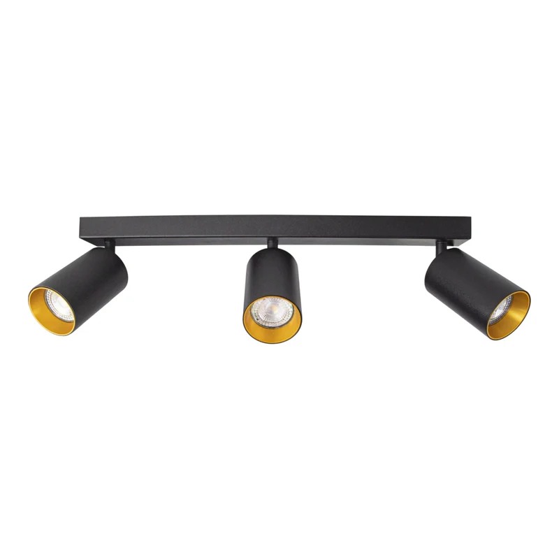 Moderner Deckenspot drei Doppelzimmer | Bau | schwarz/gold | 3x GU10 Fassung