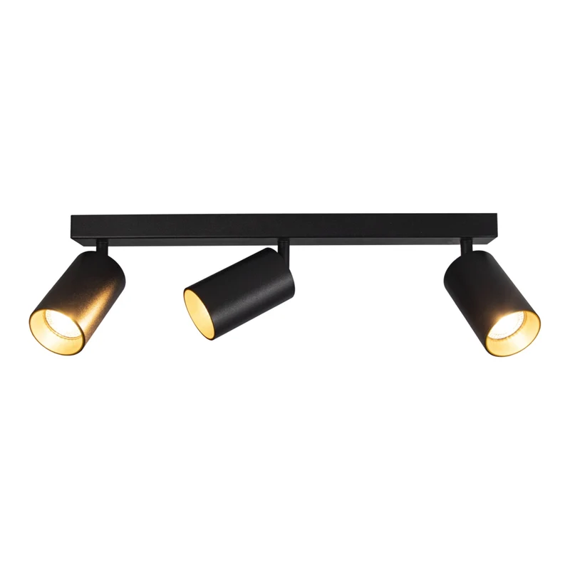 Moderner Deckenspot drei Doppelzimmer | Bau | schwarz/gold | 3x GU10 Fassung