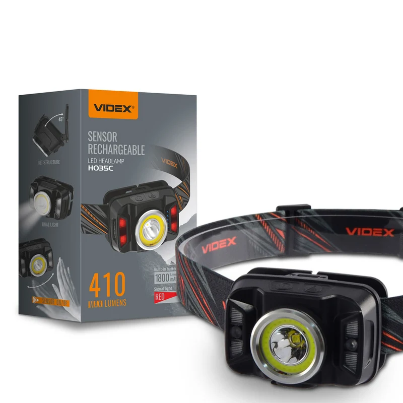 LED-Stirnlampe 5 Watt | IP65 | Wiederaufladbar | 410 Lumen | Sensor | 5000K – Tageslicht