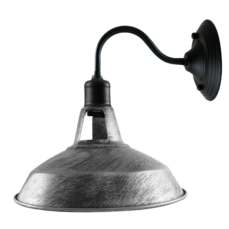Industrielle Wandleuchte gebürstetes Silber Lampenschirm ~3113