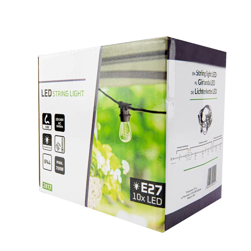 Stiftkabel 10 Meter - für alle E27 LED-Lampen | 10x E27 Fassung