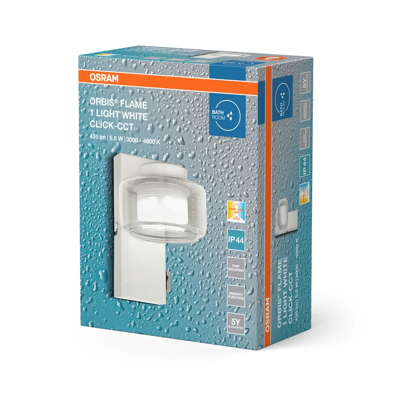 OSRAM ORBIS Flame Badezimmer Wandleuchte 5.5W Click CCT IP44 weiß