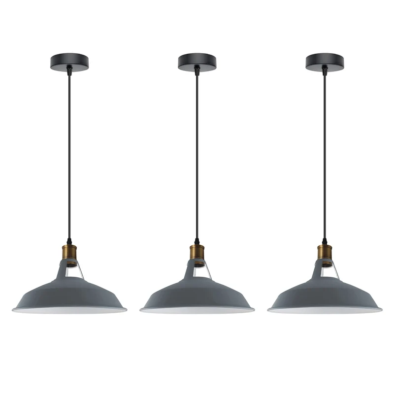Retro Lustre Suspension Industrielle Plafonnier Abat-jour en métal 3PCS
