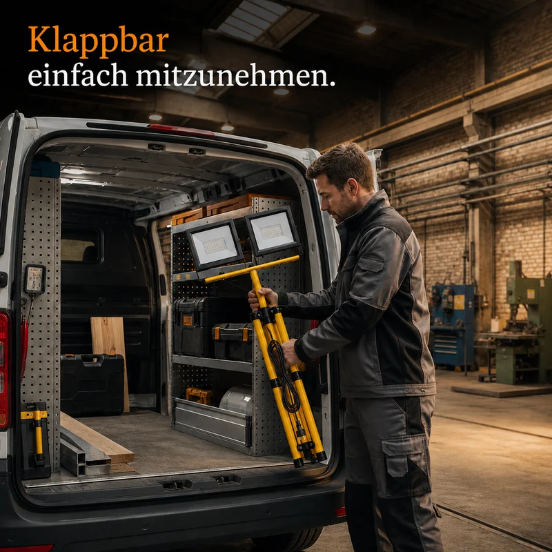 Doppelte LED-Baulampe 2x 100W auf Stativ | 4500K – Naturweiß
