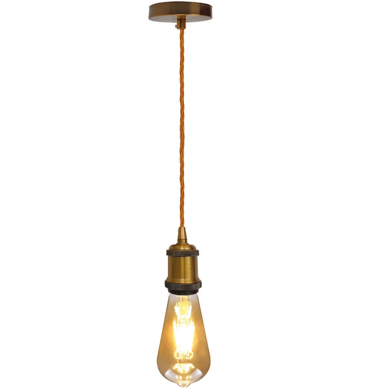 Schwarze Pendelleuchte mit goldenem Innenkegel~2930