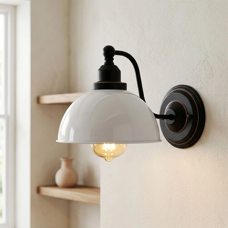 Vintage Farmhouse Wandleuchte – Industrie Wandlampe Bett | Ø 21cm | E27 ~3822