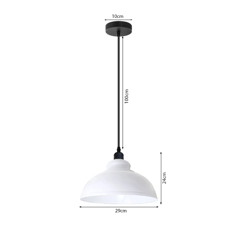 Industrie Pendelleuchte Metall Weiß | Ø29cm Schirm | E27 Fassung~2962