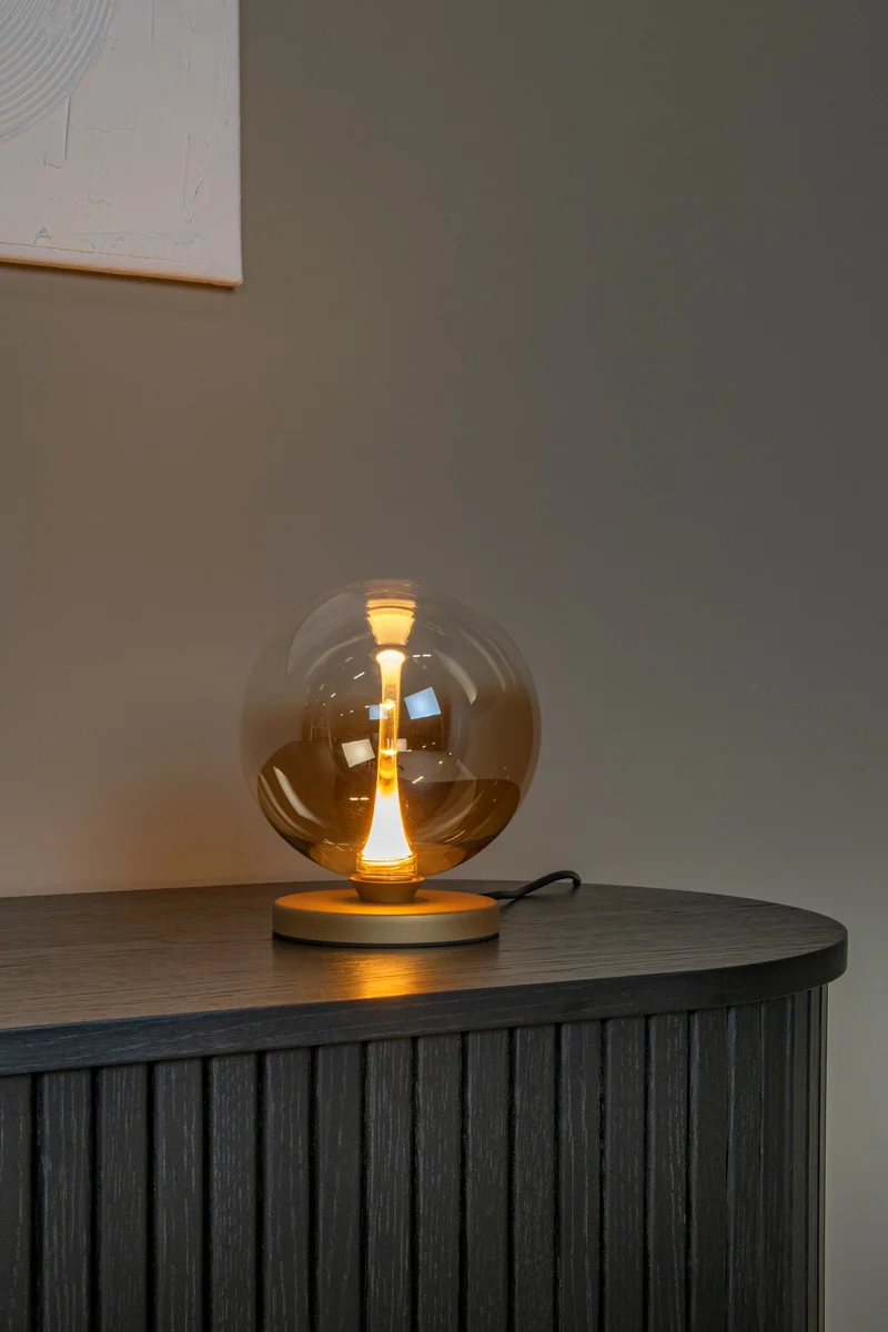LED-Tischlampe Gisela dimmbar Glas Ø 16cm Amber Warmweiß