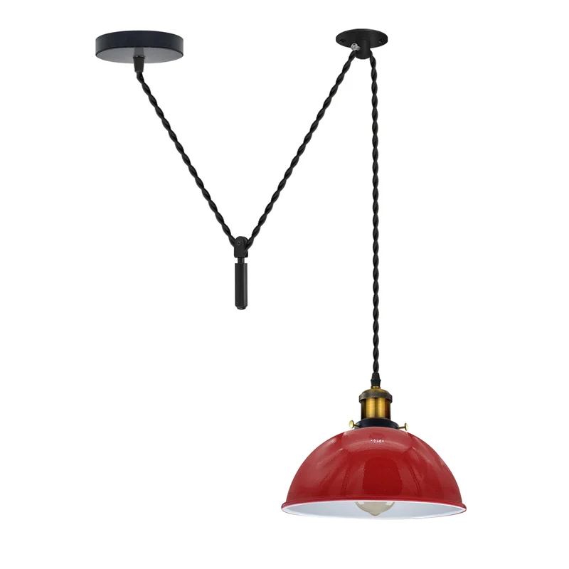 Rote Pendelleuchte Flaschenzug Design–2m Kabel~3067