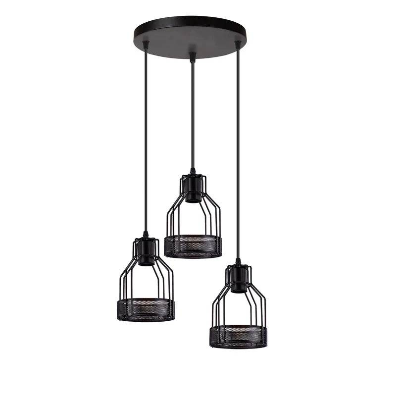 Schwarz pendelleuchte 3-flammig - Vintage E27 LED~3060