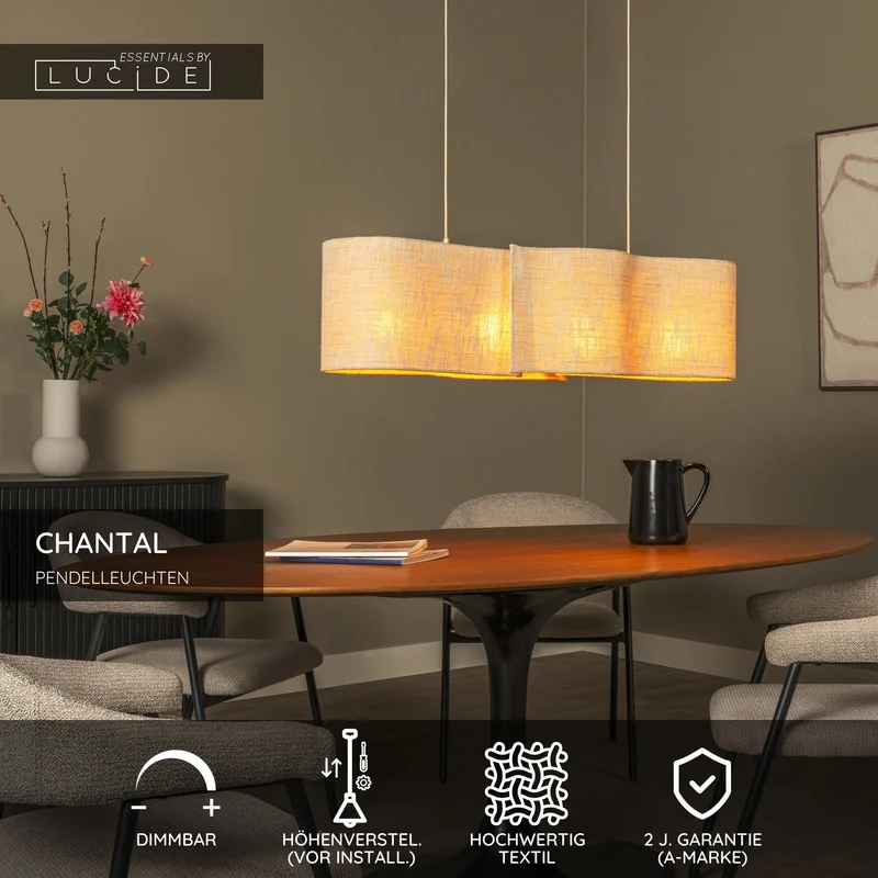 Pendelleuchte Chantal 4-flammig Textil Beige